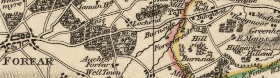 Map showing Forfar and Rescobie